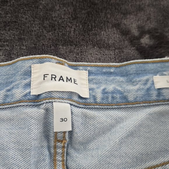 Frame Le Beau Denim Distressed Jean Short Size 30 With Cuff Detail Hem - Picture 7 of 9